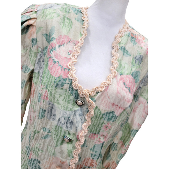 Vintage Nah Nah Collections Women's Floral Print Blazer Jacket Size 11/12 - Picture 3 of 10